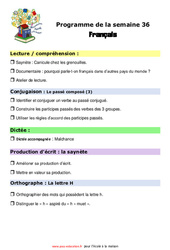 Semaine 36 - école à la maison IEF - Fiches  : 6ème Harmos