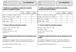 Calculatrice - Exercices  : 5ème Harmos - PDF à imprimer