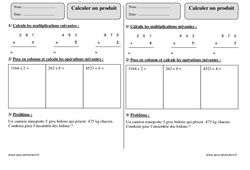 Calculer un produit - Exercice  : 5ème Harmos - PDF à imprimer