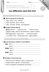 Différents sens d’un mot - Examen Evaluation - Bilan : 5ème Harmos - PDF à imprimer