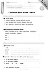 Mots de la même famille - Examen Evaluation - Bilan : 5ème Harmos - PDF à imprimer