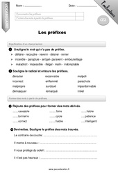 Préfixes - Examen Evaluation - Bilan : 5ème Harmos - PDF à imprimer