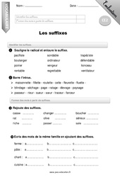 Suffixes - Examen Evaluation - Bilan : 5ème Harmos - PDF à imprimer