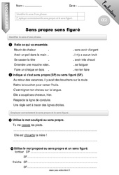 Sens propre sens figuré - Examen Evaluation - Bilan : 5ème Harmos - PDF à imprimer