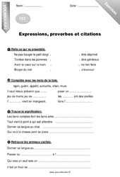 Expressions, proverbes et citations - Exercices avec correction : 5ème Harmos - PDF à imprimer