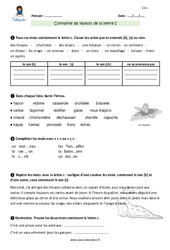 Connaitre les valeurs de la lettre c - Exercices avec correction : 6ème Harmos - PDF à imprimer