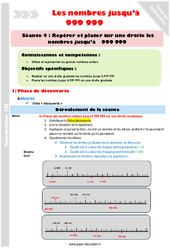 Repérer et placer sur une droite les nombres jusqu’à 999 999 - Fiche de préparation - Séance 4 : 7ème Harmos - PDF à imprimer