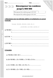 Décomposer les nombres jusqu’à 999 999 - Exercices avec correction : 7ème Harmos - PDF à imprimer