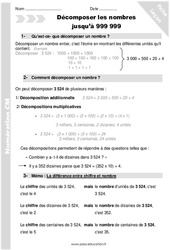 Décomposer les nombres jusqu’à 999 999 - Cours, Leçon : 7ème Harmos - PDF gratuit à imprimer