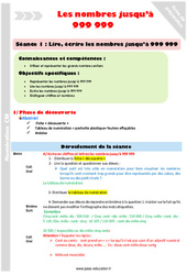 Lire, écrire les nombres jusqu’à 999 999 - Séquence - Fiche de préparation - Séance 1 : 7ème Harmos - PDF à imprimer