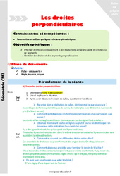 Droites perpendiculaires - Fiche de préparation : 7ème Harmos - PDF à imprimer