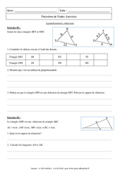 Agrandissements, réductions - Théorème de Thalès - Exercices : 11ème Harmos - PDF à imprimer
