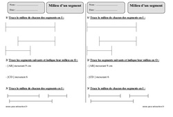 Milieu d’un segment - Exercices avec correction : 5ème Harmos - PDF à imprimer