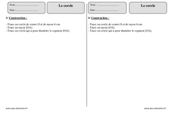 Cercle - Exercices avec correction : 5ème Harmos - PDF à imprimer