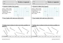 Droites et segments - Exercices  : 5ème Harmos - PDF à imprimer