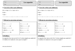 Capacités - Exercices avec correction : 5ème Harmos - PDF à imprimer