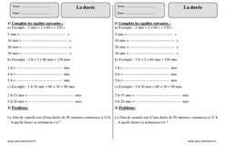 Durée , heure, minute, seconde - Exercices  : 5ème Harmos - PDF à imprimer