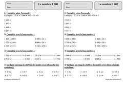 Nombre 1 000 - Exercices  : 5ème Harmos - PDF à imprimer