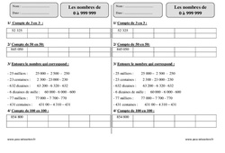 Nombres de 0 à 999 999 - Révisions  : 5ème Harmos - PDF à imprimer