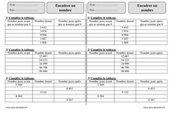 Encadrer un nombre - Exercices  : 5ème Harmos - PDF à imprimer