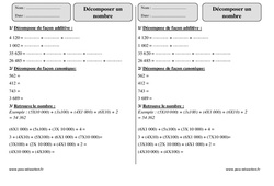 Décomposer un nombre - Exercices  : 5ème Harmos - PDF à imprimer