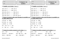 Comparer un nombre - Exercices avec correction : 5ème Harmos - PDF à imprimer