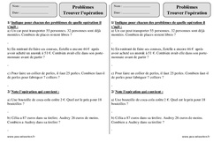 Exercice Trouver l’opération – Ce2 – Problèmes  - PDF à imprimer