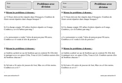 Division - Problèmes  : 5ème Harmos - PDF à imprimer