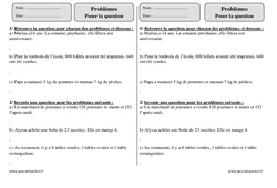 Poser la question - Problèmes  : 5ème Harmos - PDF à imprimer