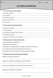 Affirmative - Négative - Formes de phrases - Exercices  : 6ème Harmos - PDF à imprimer