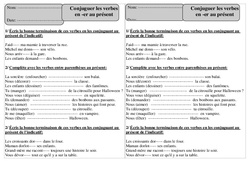 Verbes en er - Présent - Révisions avec correction : 4ème Harmos - PDF à imprimer