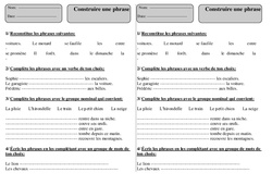 Construire une phrase - Exercices avec correction : 4ème Harmos - PDF à imprimer