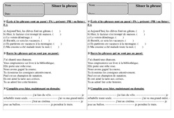 Situer la phrase - Exercices  : 4ème Harmos - PDF à imprimer