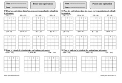 Poser une opération - Exercices  : 4ème Harmos - PDF à imprimer