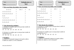 Multiplication en ligne - Exercices  : 4ème Harmos - PDF à imprimer