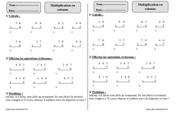 Multiplication en colonne - Exercices avec correction : 4ème Harmos - PDF à imprimer