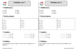 Multiplier par 2 - Exercices  : 4ème Harmos - PDF à imprimer