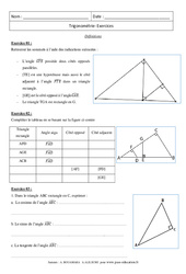 Trigonométrie - Exercices : 11ème Harmos - PDF à imprimer