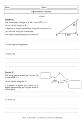 Trigonométrie - Calculs - Révisions : 11ème Harmos - PDF à imprimer