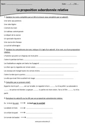 Proposition subordonnée relative - Exercices avec correction : 7ème Harmos - PDF à imprimer