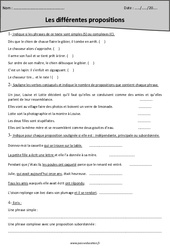 Indépendante, principale ou subordonnée - Propositions - Exercices  : 7ème Harmos - PDF à imprimer