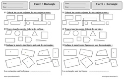 Rectangle - Carré - Exercices  : 4ème Harmos - PDF à imprimer