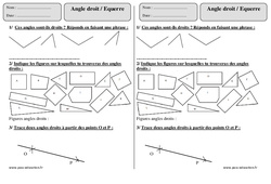 Equerre - Angle droit - Exercices  : 4ème Harmos - PDF à imprimer