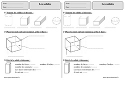 Solides - Exercices  : 4ème Harmos - PDF à imprimer