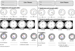 Lire l'heure - Exercices  : 4ème Harmos - PDF à imprimer