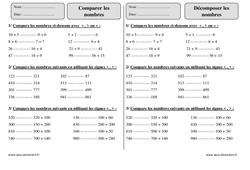 Comparer les nombres - Exercices  : 4ème Harmos - PDF à imprimer