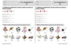 Compléments à 10 - Exercices  : 4ème Harmos - PDF à imprimer