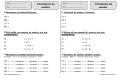 Décomposer un nombre - Exercices  : 4ème Harmos - PDF à imprimer