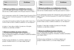 Problèmes - Exercices  : 4ème Harmos - PDF à imprimer