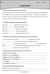 Pronoms personnels - Exercices  : 6ème Harmos - PDF à imprimer